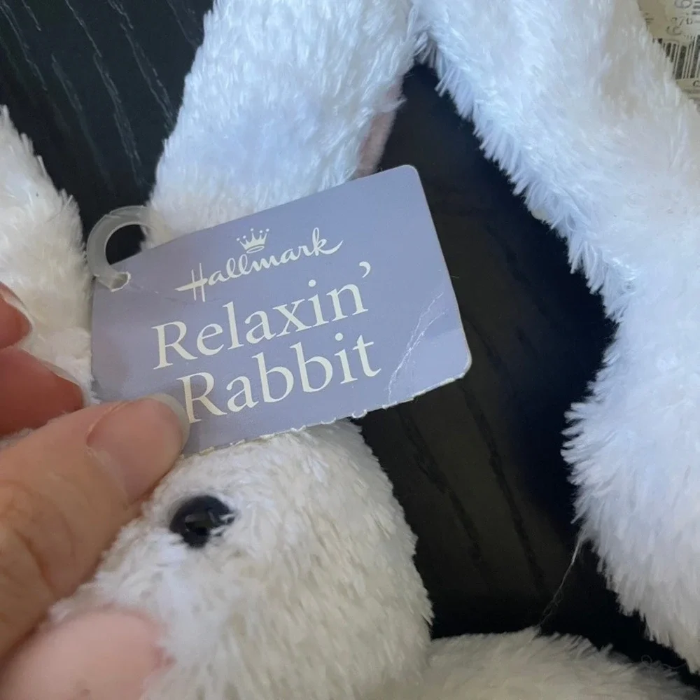 Hallmark Relaxin Rabbit Plush Set of 2 White Bunny Stuffed Animal Easter Fuzzy